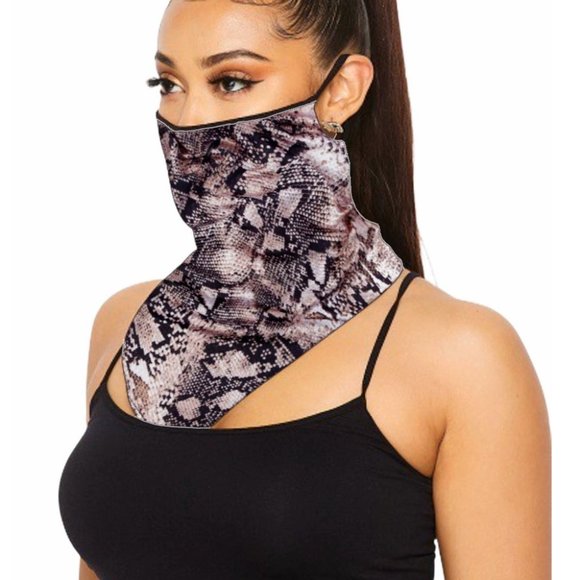 face mask Accessories - Snakeskin Mask Gaiter Scarf w/ Ear Loops